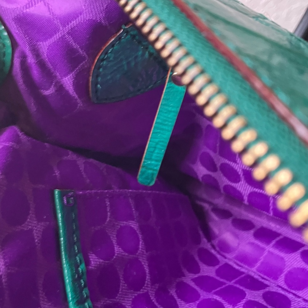 Kate Spade:Byrd Knightbridhed Croc Embossed Emerald Green Shoulder Bag-Gold Tone - Picture 14 of 15